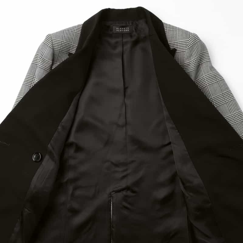 BARNEYS NEW YORK ウール素材グレンチェック柄ダブルブレスト テーラードジャケット GRAY