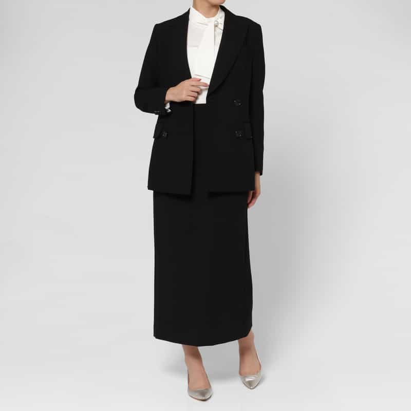 BARNEYS NEW YORK ウール ダブルブレスト テーラードジャケット BLACK