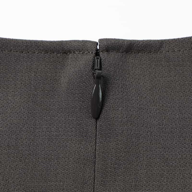 BARNEYS NEW YORK アシンメトリーギャザー ベルトデザイン タックスリーブドレス GRAY