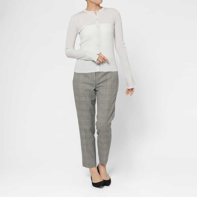 BARNEYS NEW YORK セットアップ ウール素材 グレンチェック柄テーパードパンツ GRAY
