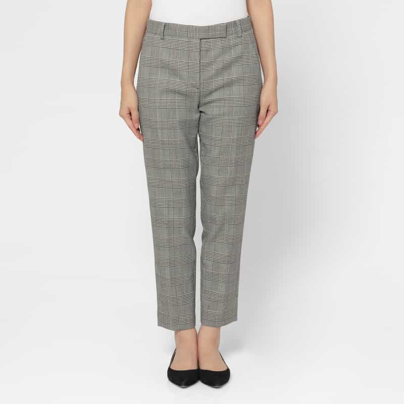 BARNEYS NEW YORK セットアップ ウール素材 グレンチェック柄テーパードパンツ GRAY