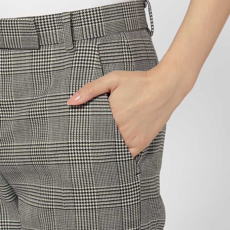 BARNEYS NEW YORK セットアップ ウール素材 グレンチェック柄テーパードパンツ GRAY