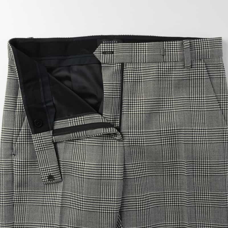 BARNEYS NEW YORK セットアップ ウール素材 グレンチェック柄テーパードパンツ GRAY