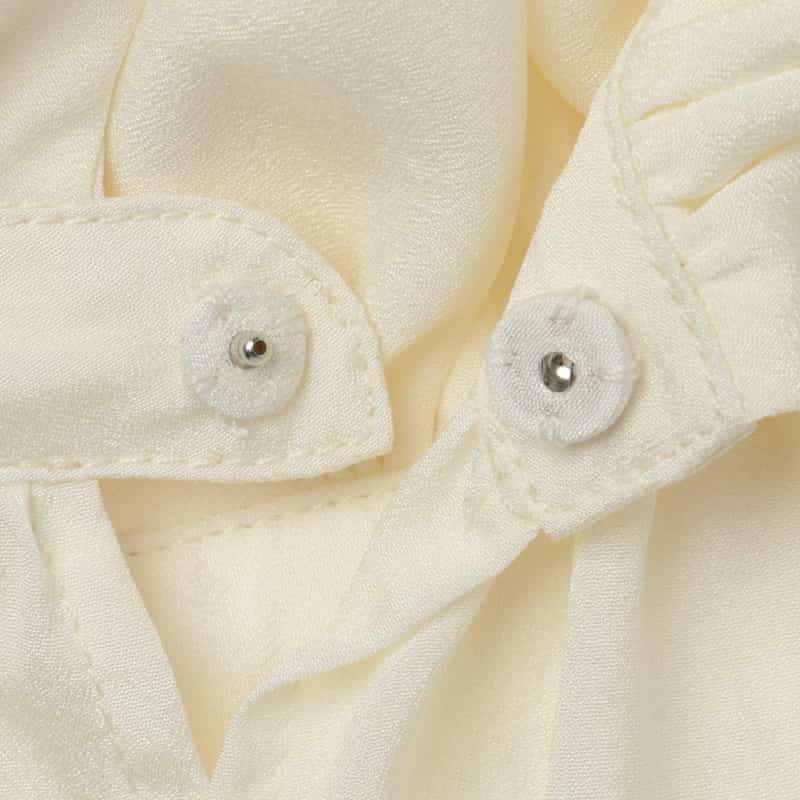 BARNEYS NEW YORK ウォッシャブル ラッフルカラー ジョーゼットブラウス WHITE