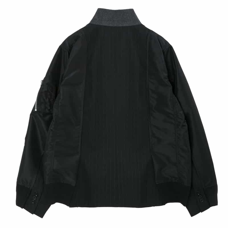 SACAI SACAI＜サカイ＞ バーニーズ　ニューヨーク限定ピンストライプ柄コンビネーションスーチングブルゾン BLACK