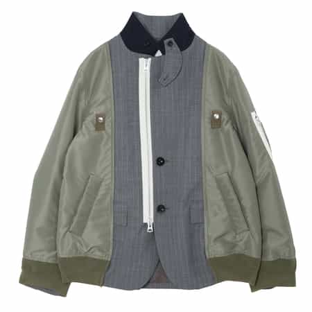 SACAI＜サカイ＞ バーニーズ　ニューヨーク限定ピンストライプ柄コンビネーションスーチングブルゾン