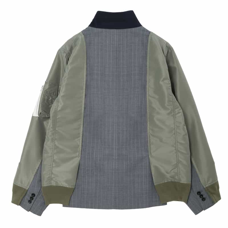 SACAI SACAI＜サカイ＞ バーニーズ　ニューヨーク限定ピンストライプ柄コンビネーションスーチングブルゾン GRAY