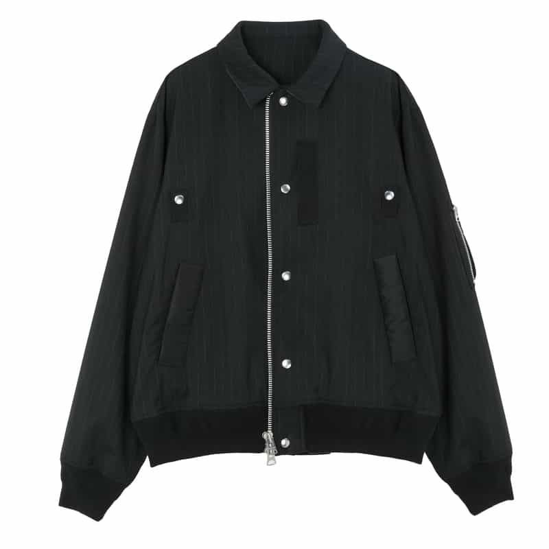 SACAI SACAI＜サカイ＞ バーニーズ　ニューヨーク限定ピンストライプ柄スーチングブルゾン BLACK
