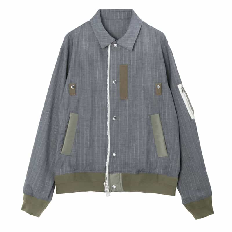 SACAI SACAI＜サカイ＞ バーニーズ　ニューヨーク限定ピンストライプ柄スーチングブルゾン GRAY