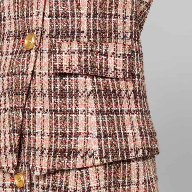 BARNEYS NEW YORK セットアップ ツイード ノーカラージャケット PINK