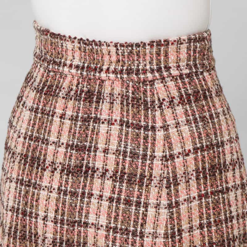 BARNEYS NEW YORK セットアップ ボタンデザイン ツイードフレアスカート PINK