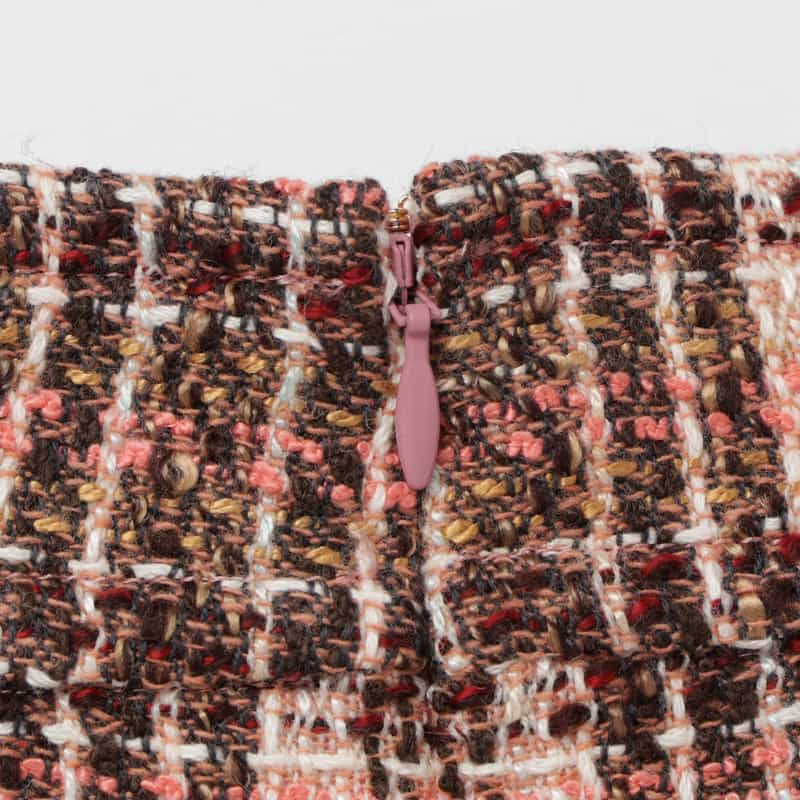 BARNEYS NEW YORK セットアップ ボタンデザイン ツイードフレアスカート PINK