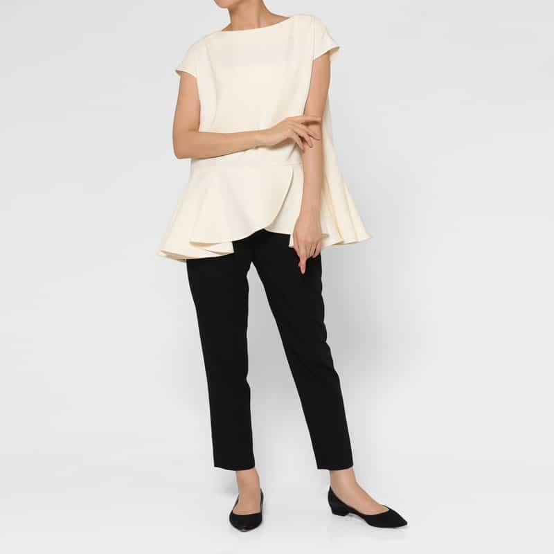 BARNEYS NEW YORK ペプラムヘム プルオーバーブラウス OFF WHITE