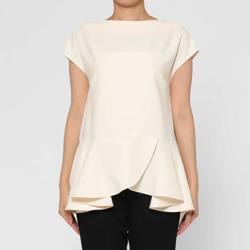 BARNEYS NEW YORK ペプラムヘム プルオーバーブラウス OFF WHITE