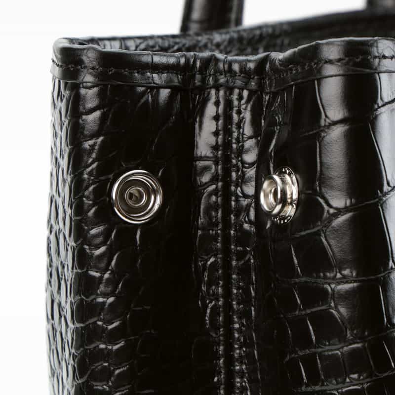 BARNEYS NEW YORK クロコ型押しレザートートバッグ BLACK