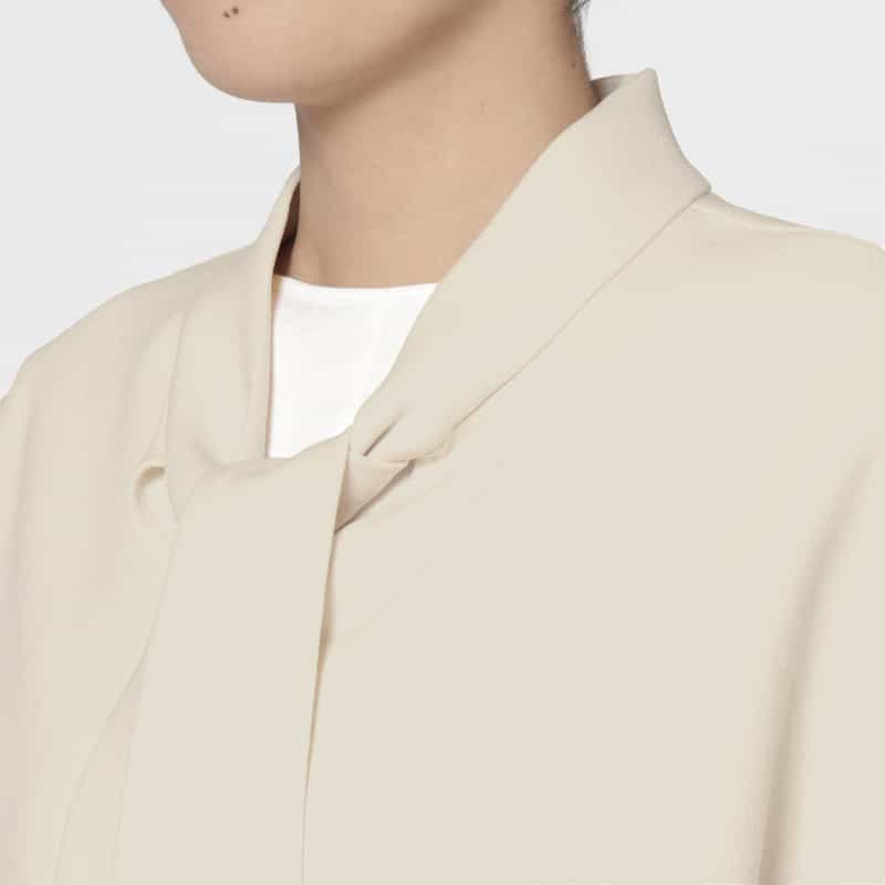 BARNEYS NEW YORK セットアップ ウォッシャブル ボウタイブラウス OFF WHITE