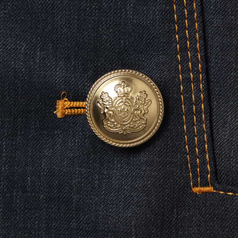 BARNEYS NEW YORK ウール混ボタンデザイン マリンワイドパンツ NAVY