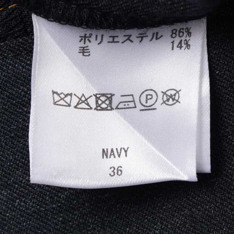 BARNEYS NEW YORK ウール混ボタンデザイン マリンワイドパンツ NAVY
