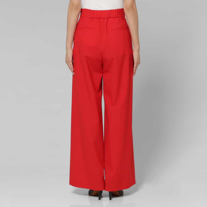 BARNEYS NEW YORK ウール ボタンデザイン マリンワイドパンツ RED