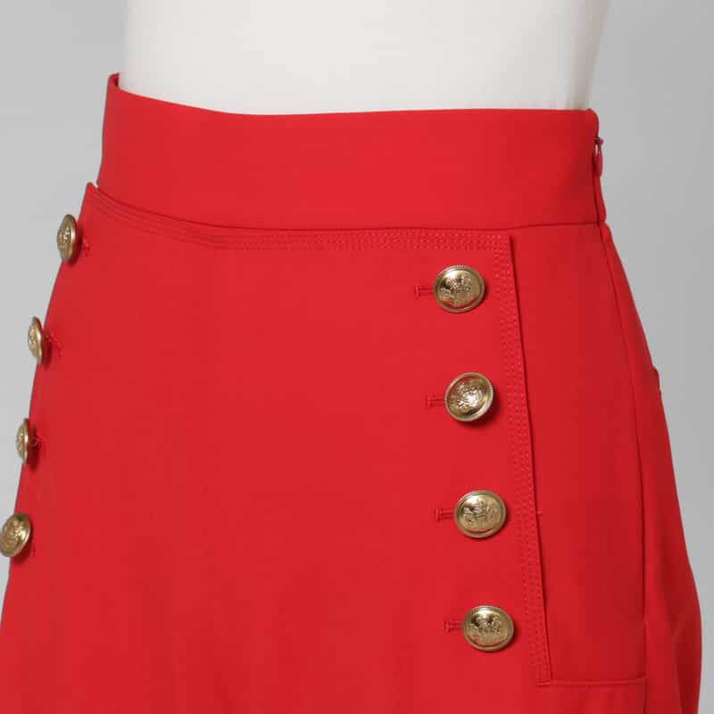 BARNEYS NEW YORK ウール ボタンデザイン マリンワイドパンツ RED