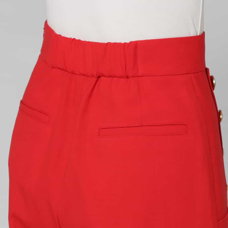 BARNEYS NEW YORK ウール ボタンデザイン マリンワイドパンツ RED