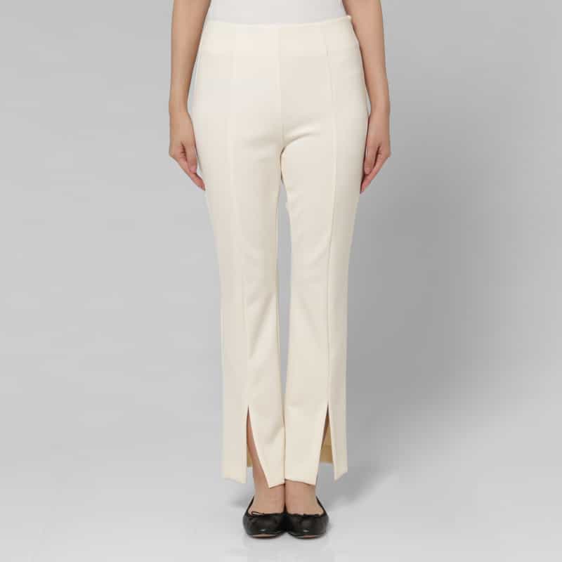 BARNEYS NEW YORK スキューバ スリットヘム フレアパンツ OFF WHITE