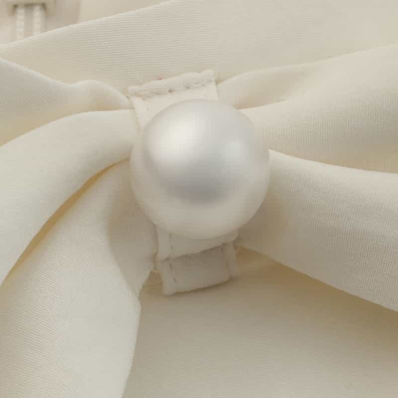 BARNEYS NEW YORK パールビジュー付きボウタイブラウス WHITE