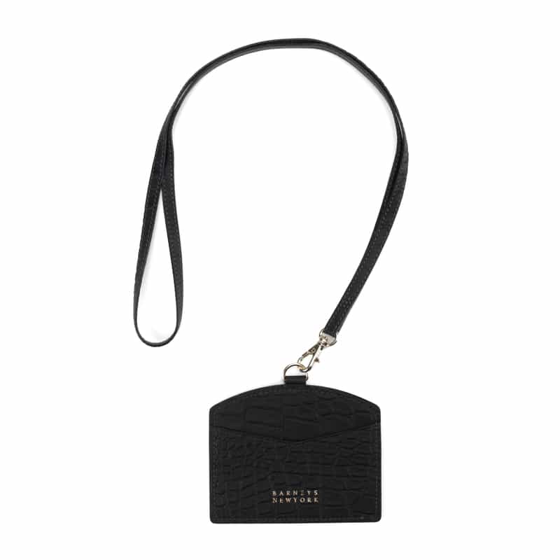 BARNEYS NEW YORK レザーカードケース（クロコ型押し） BLACK
