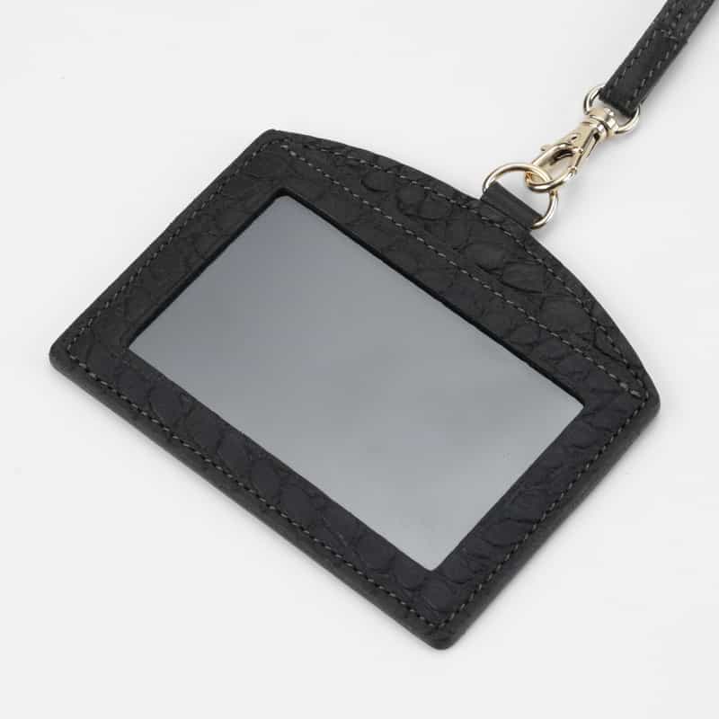 BARNEYS NEW YORK レザーカードケース（クロコ型押し） BLACK