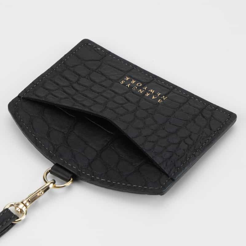 BARNEYS NEW YORK レザーカードケース（クロコ型押し） BLACK