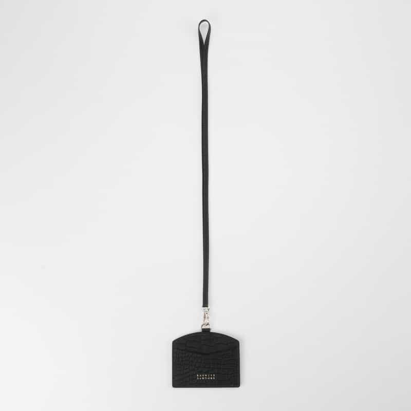 BARNEYS NEW YORK レザーカードケース（クロコ型押し） BLACK