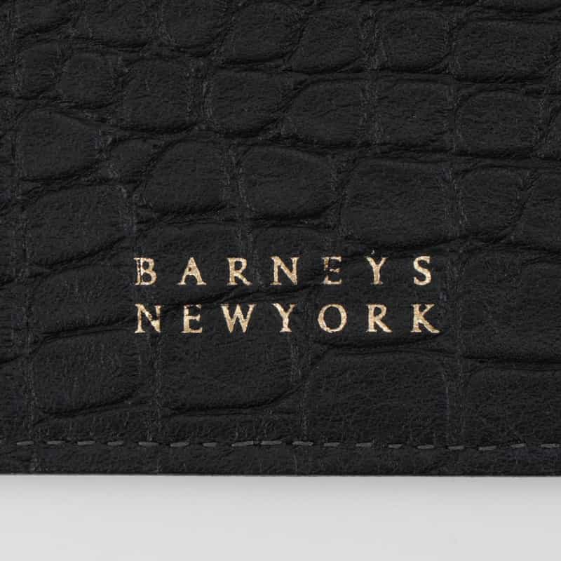 BARNEYS NEW YORK レザーカードケース（クロコ型押し） BLACK