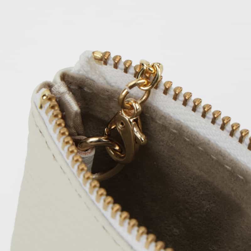 BARNEYS NEW YORK レザーキーケース（ホワイト×ゴールド） WHITE