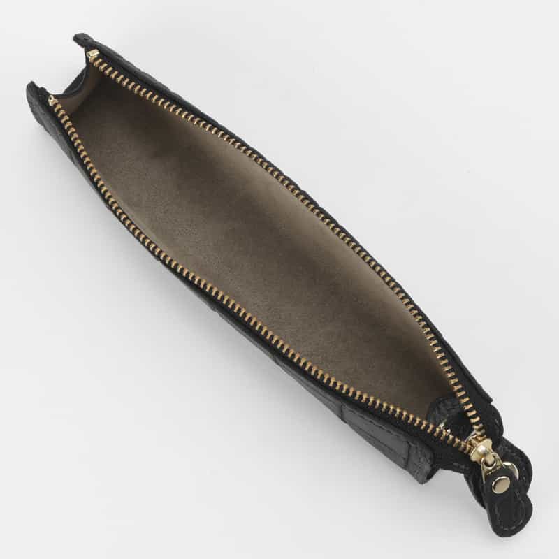 BARNEYS NEW YORK レザーペンケース（クロコ型押し） BLACK