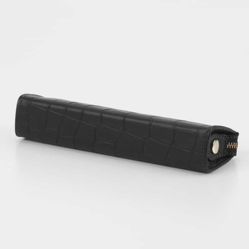 BARNEYS NEW YORK ラージレザーペンケース（クロコ型押し） BLACK