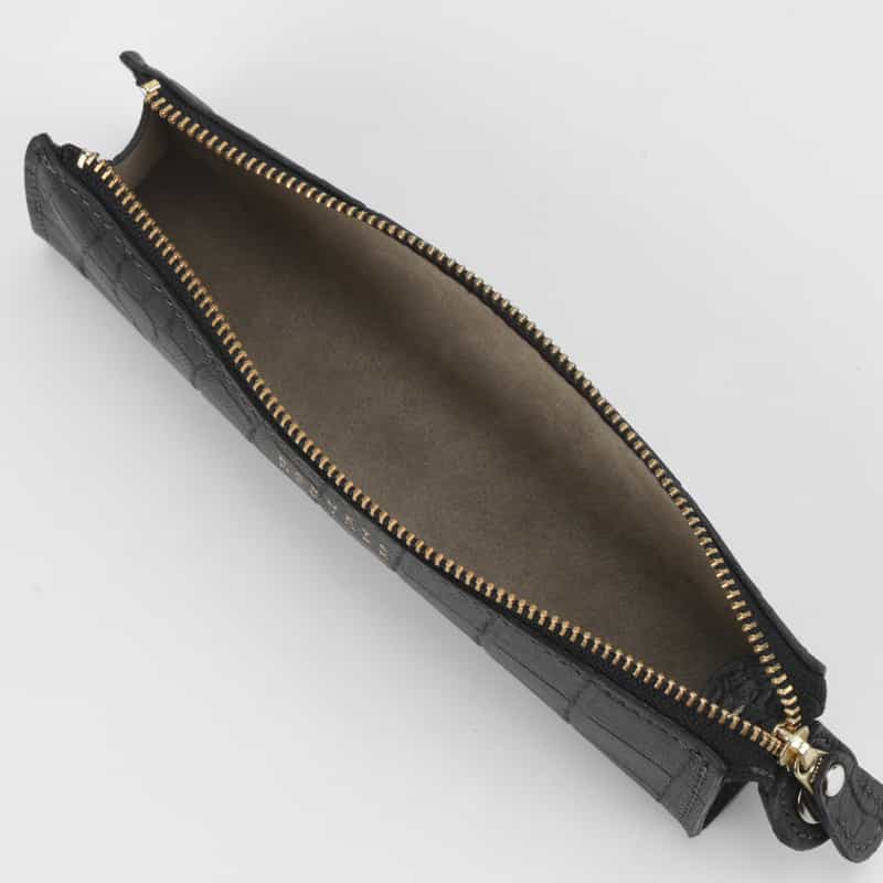 BARNEYS NEW YORK ラージレザーペンケース（クロコ型押し） BLACK