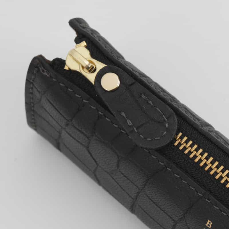 BARNEYS NEW YORK ラージレザーペンケース（クロコ型押し） BLACK