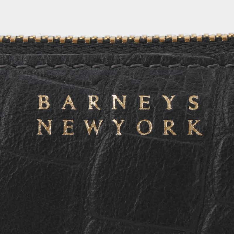 BARNEYS NEW YORK ラージレザーペンケース（クロコ型押し） BLACK