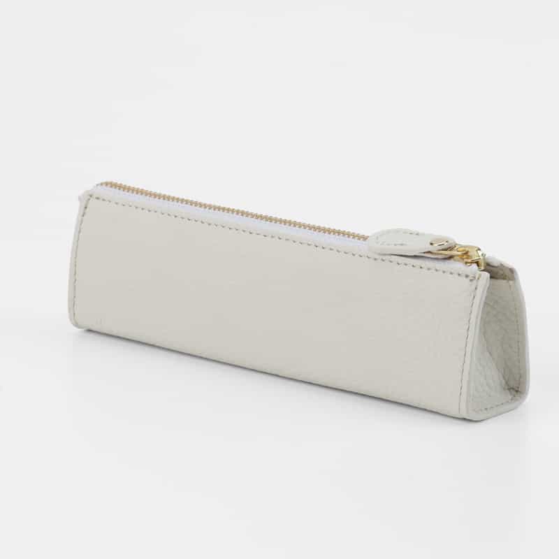 BARNEYS NEW YORK ラージレザーペンケース（ホワイト×ゴールド） WHITE