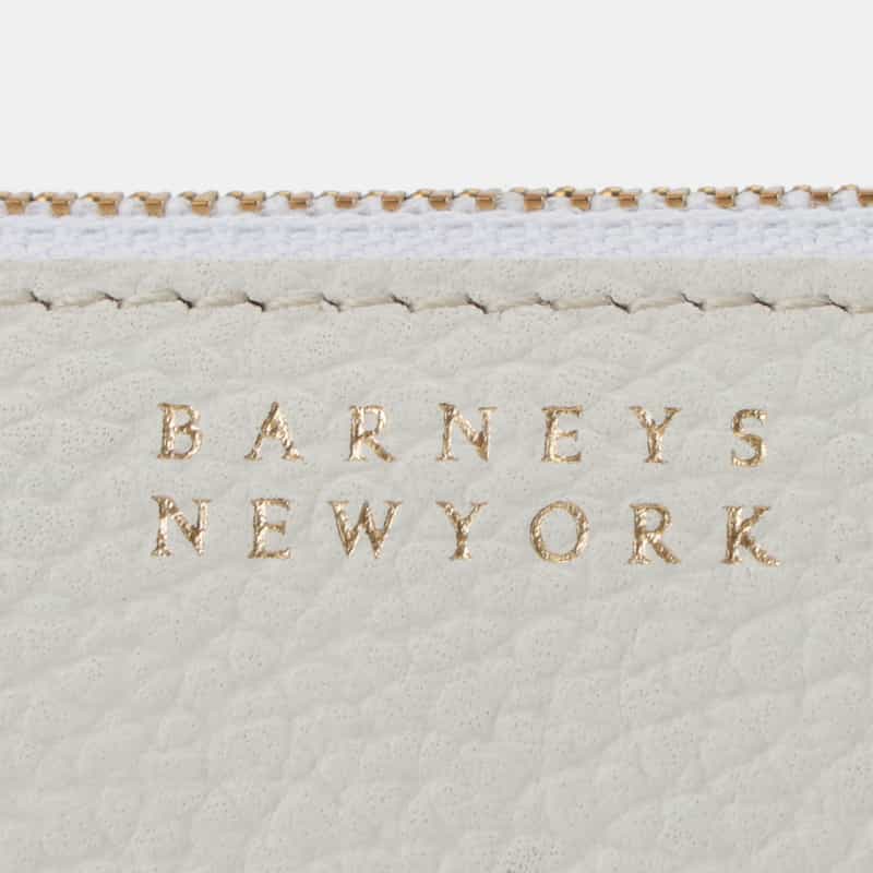 BARNEYS NEW YORK ラージレザーペンケース（ホワイト×ゴールド） WHITE