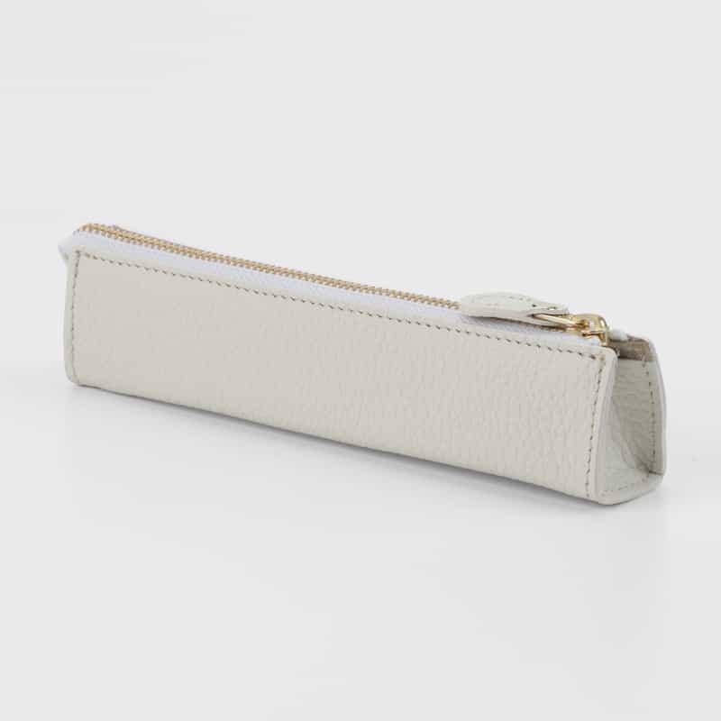 BARNEYS NEW YORK レザーペンケース（ホワイト×ゴールド） WHITE