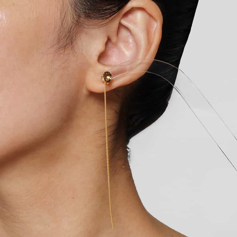 LA SOEUR LA SOEUR ＜ラ スール＞ アシンメトリーピアス（スモーキークォーツ） GOLD