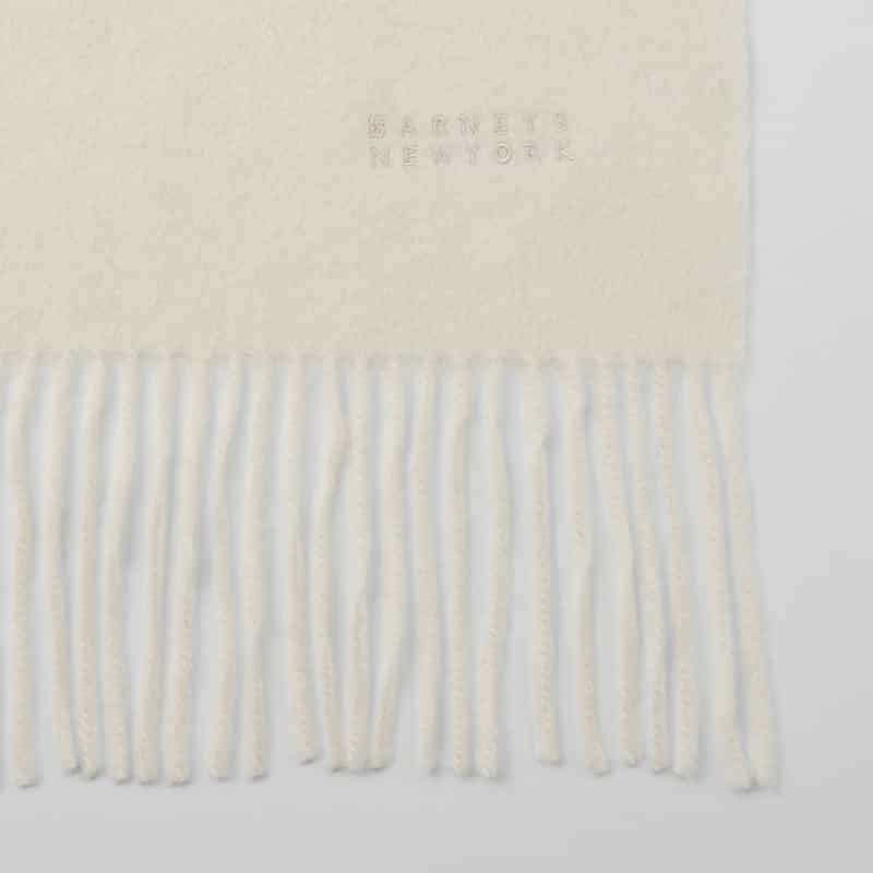 BARNEYS NEW YORK カシミヤウール素材マフラー WHITE
