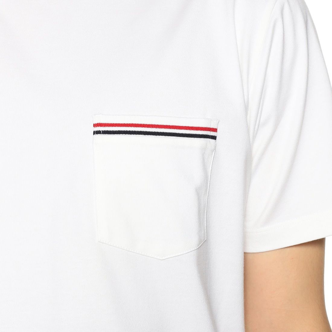 THOM BROWNE（トムブラウン）サイドスリット入りポケット付きクルーネックTシャツ